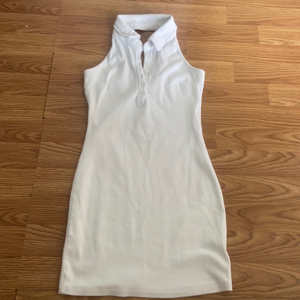 J for Justify White halter dress with buttons in size S